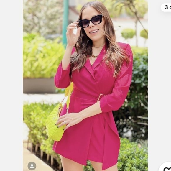 NWT Zara Buckled Wrap Jumpsuit Blazer Romper Fuchsia - Picture 6 of 8